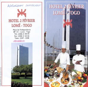 トーゴで唯一の土産となった「２月２日ホテル」のパンフレット